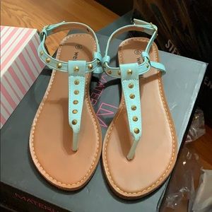 Mint green sandals with studs